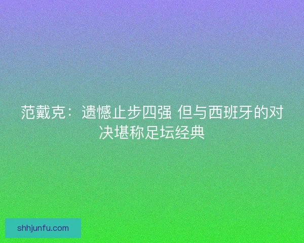 范戴克：遗憾止步四强 但与西班牙的对决堪称足坛经典